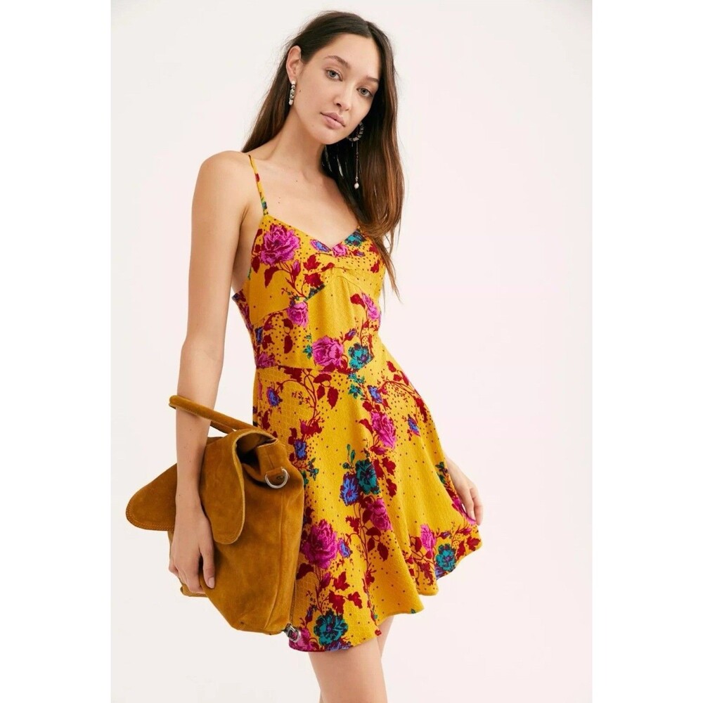 Intimately FREE PEOPLE Never Be Mine Mini Dress size Small‎ Floral beautiful